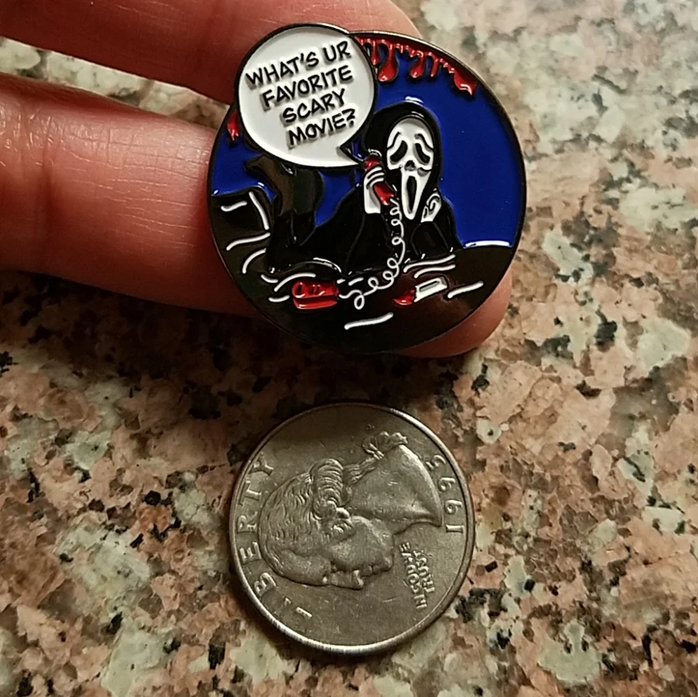 *2 for $13* Scream Ghostface "What's Your Favorite Scary Movie?" Enamel Pin - Picture 2 of 3